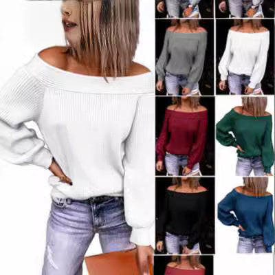 Ladies Off-Shoulder Pullover with Voluminous Sleeves Amarae
