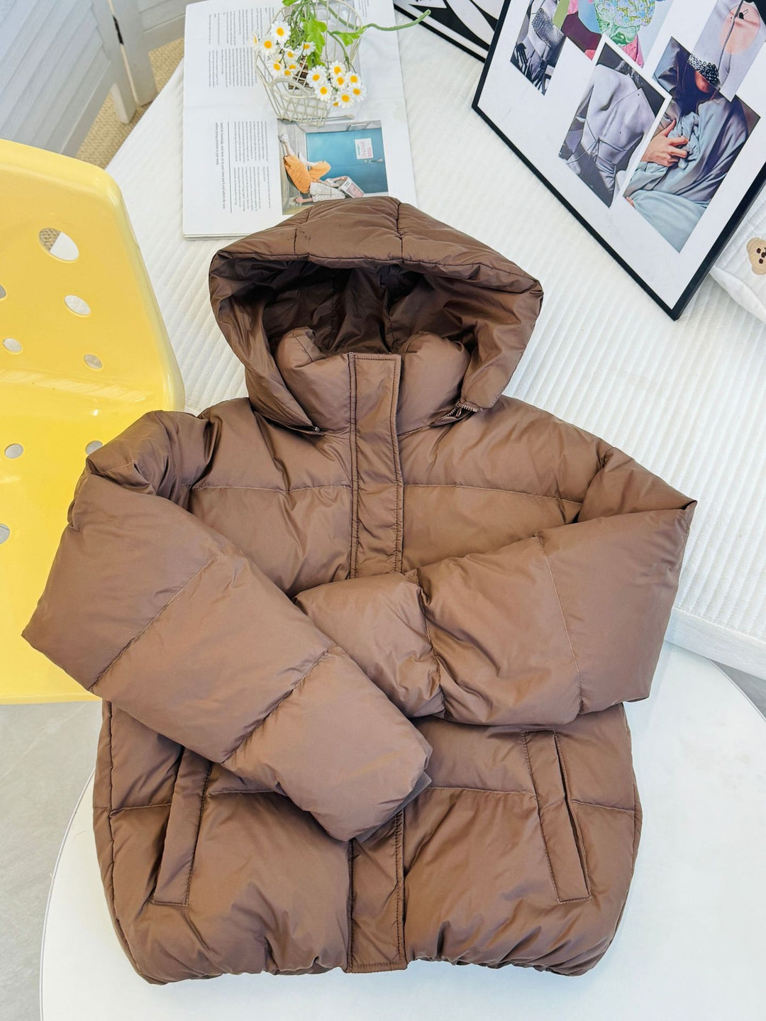 Women's Padded Hooded Quilted Jacket with High Collar and Oversized Silhouette Amarae