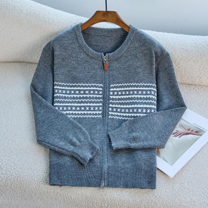 Cardigan femme avec fermeture éclair élégante et motif graphique Chic & Stil