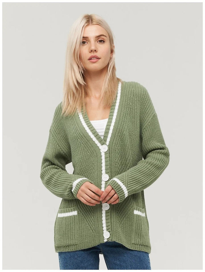 Ladies chunky knit cardigan with pockets Lune London