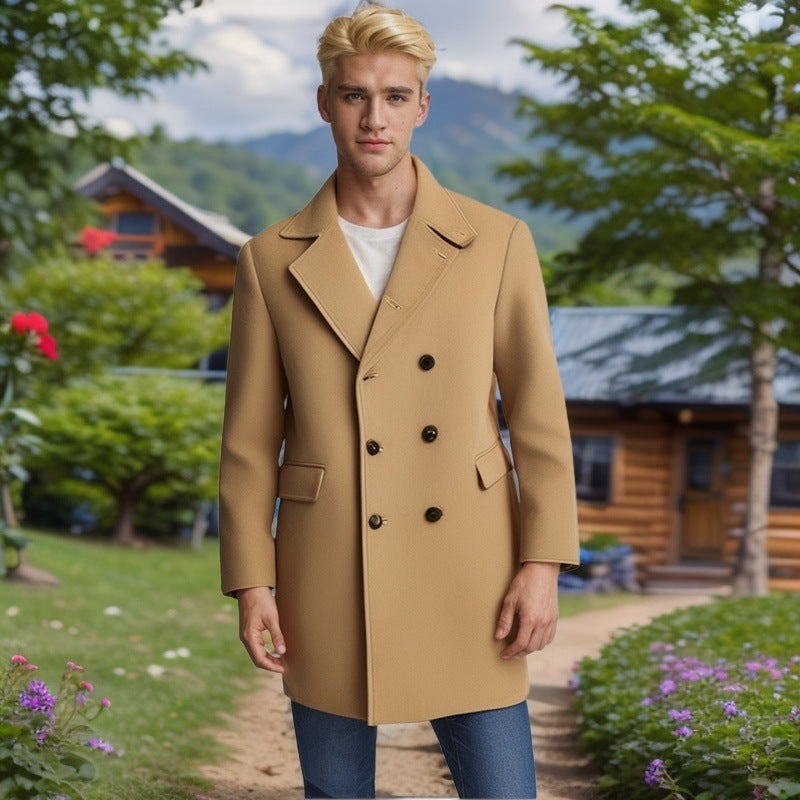 Elegant double-breasted coat for men in soft material Lune London