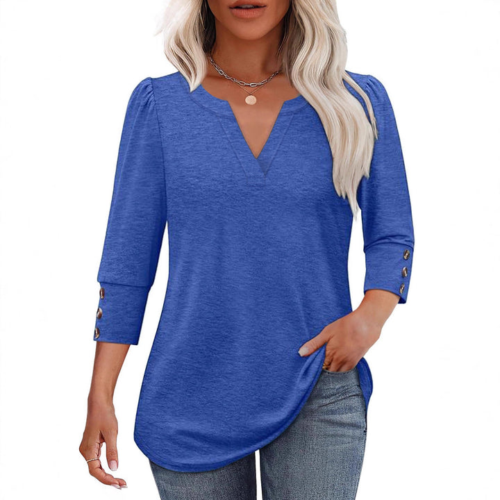 V-neck blouse for women with decorative button details Amarae