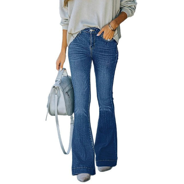 Women's vintage-inspired high-waisted flared jeans with sculpting seam details Amarae