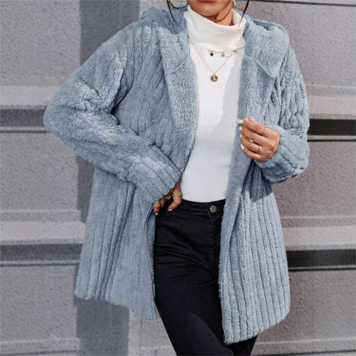Casual fleece jacket for women with textured design and hood Lune London