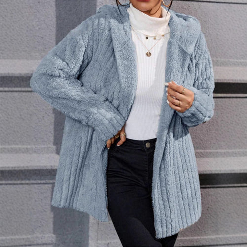 Casual fleece jacket for women with textured design and hood Amarae