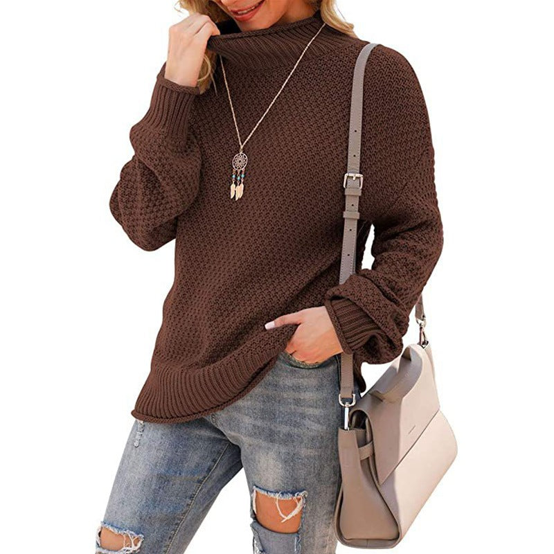 Pull en tricot pour femmes avec col montant et aspect texturé Chic & Stil