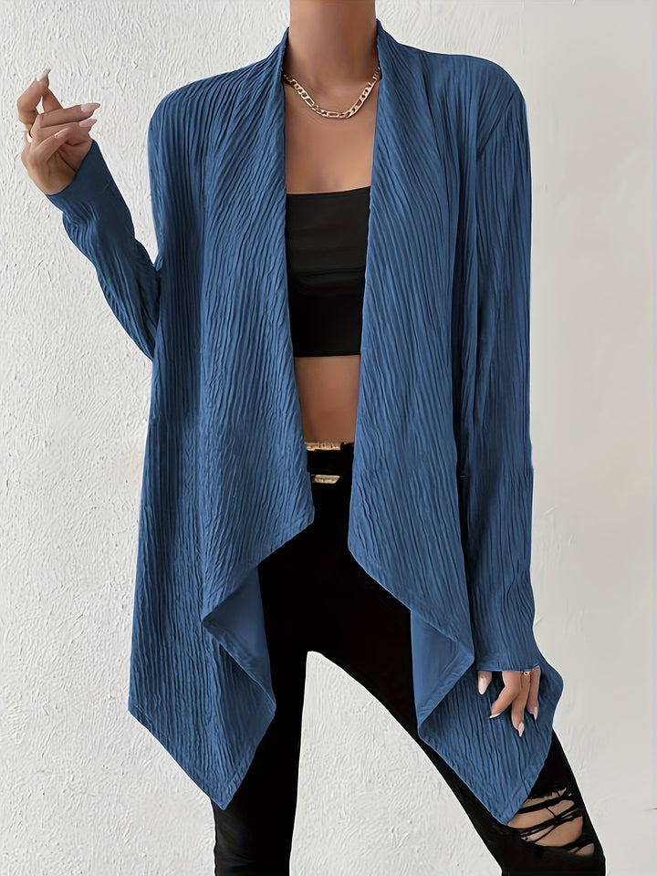 Ladies Long Sleeve Cardigan with Textured Design and Open Cut Lune London