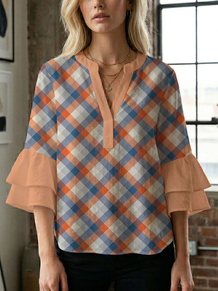 Women's blouse shirt with voluminous sleeves and creative print design Lune London