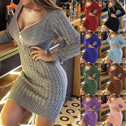 Robe tricotée pour femmes avec fermeture éclair et motif en relief Chic & Stil