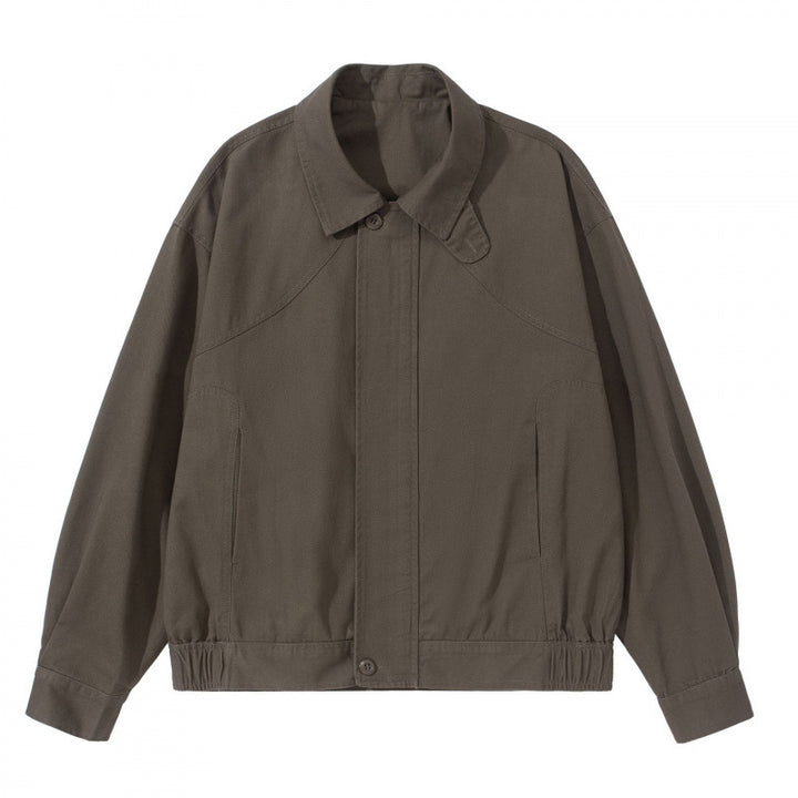 Men's Lightweight Boxy Field Jacket with Shirt Collar, Concealed Button Placket and Elastic Hem Amarae