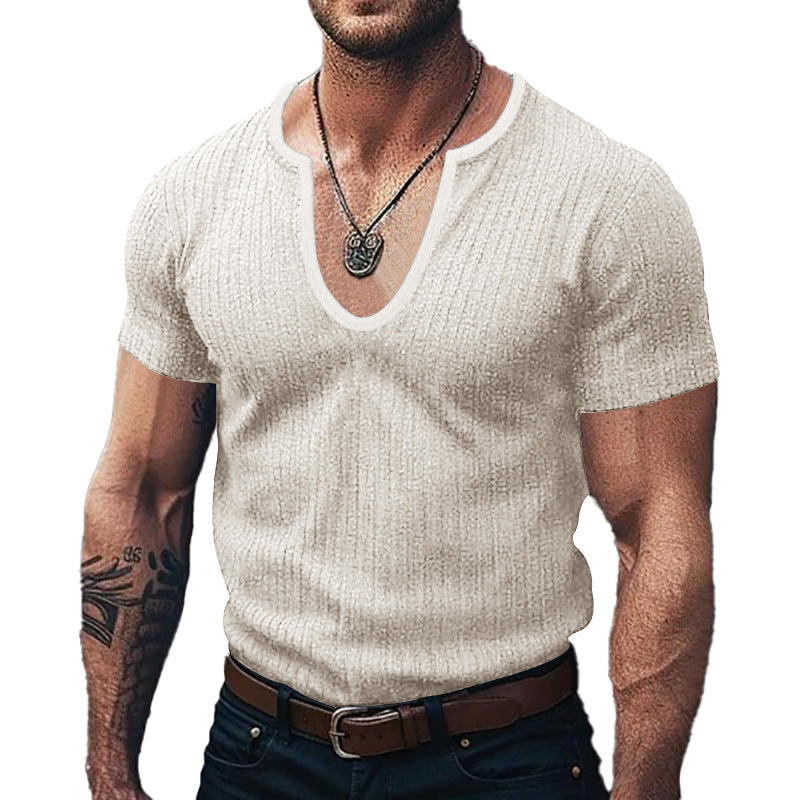 Men's V-neck ribbed T-shirt Lune London