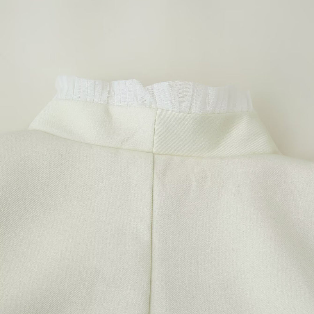 Women's Short Bolero Jacket with Ruffled Hem and Pleated Cuffs Amarae