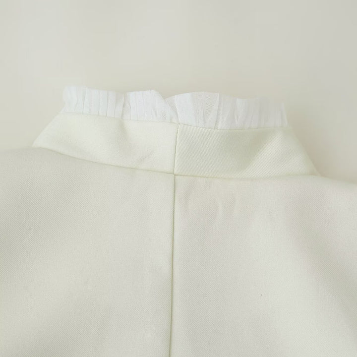 Women's Short Bolero Jacket with Ruffled Hem and Pleated Cuffs Amarae