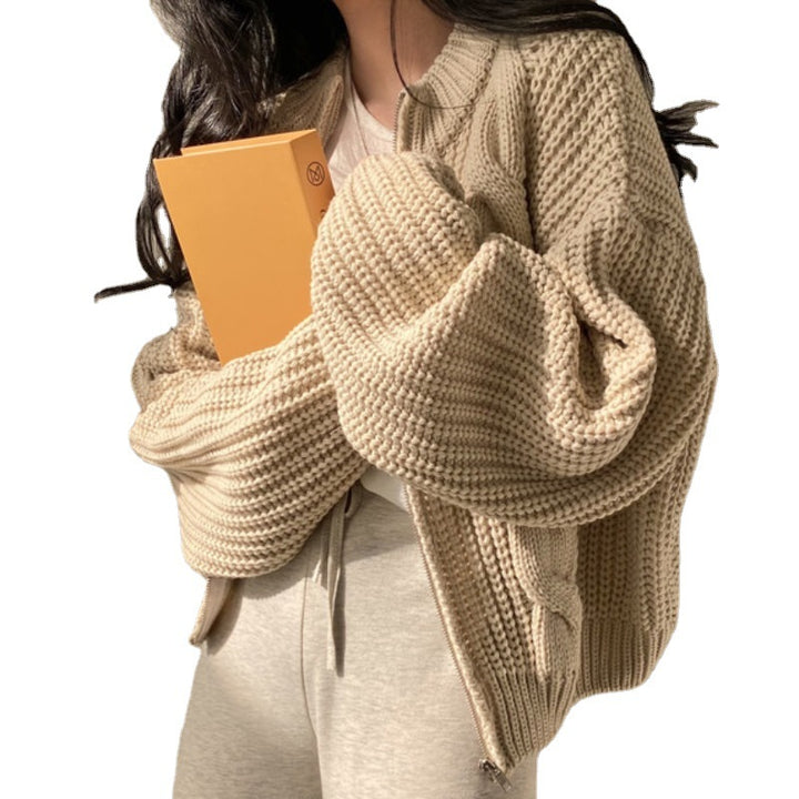 Cardigan femme en maille épaisse avec des manches volumineuses et un devant ouvert Chic & Stil