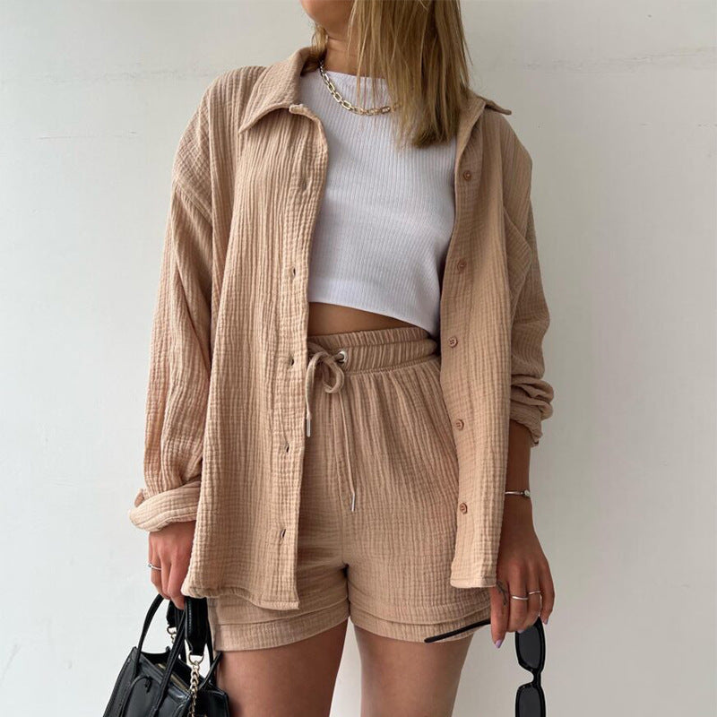 Women Casual Comfort Set Made of Shorts and Oversized Shirt Lune London