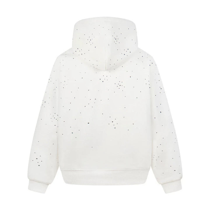 Women’s hoodie with statement print, metallic lettering and paint splatter look Amarae