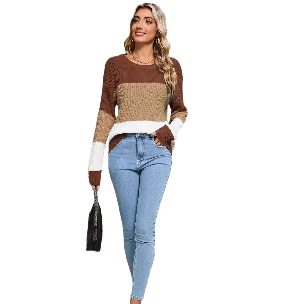 Pull en tricot pour femme avec design de blocs moderne Chic & Stil