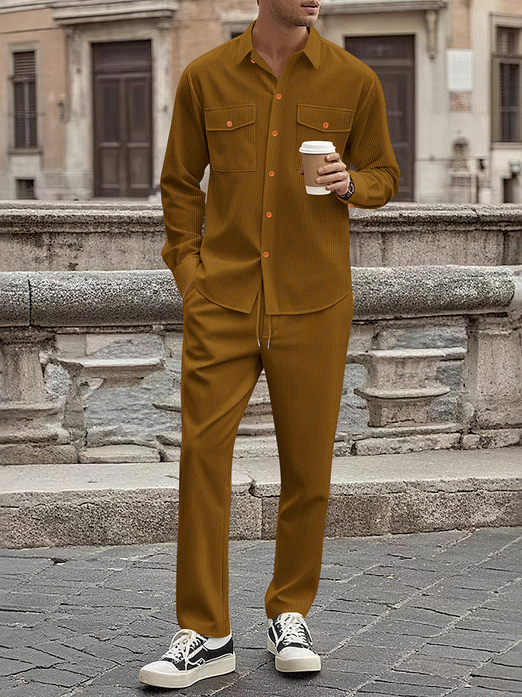 Casual striped outfit for men with modern button details and practical pockets Lune London