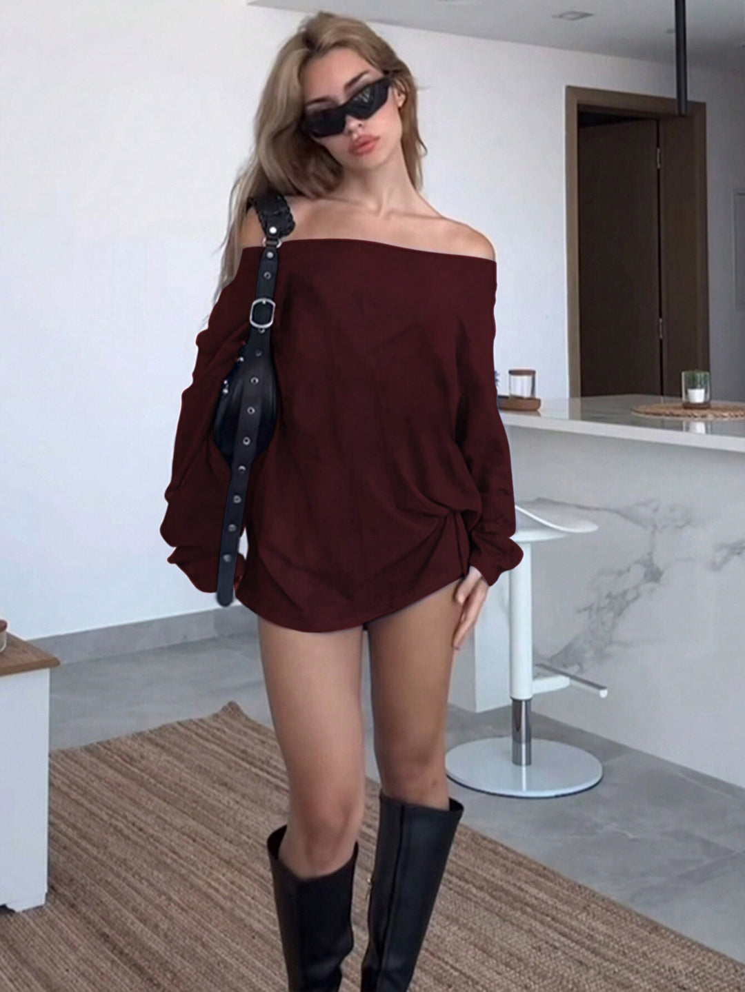 Blouse femme décolletée avec coupe ample et détail noeud Chic & Stil