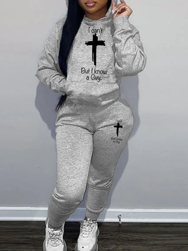 Women's Hoodie and Jogging Pants with Inspirational Inscription Amarae