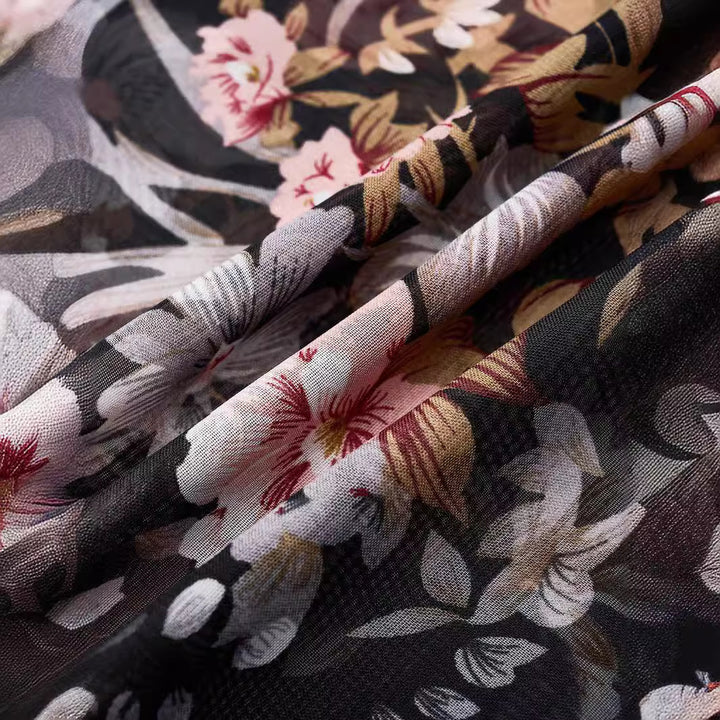 Chiffon blouse for women with ruffle sleeves and a floral pattern Lune London