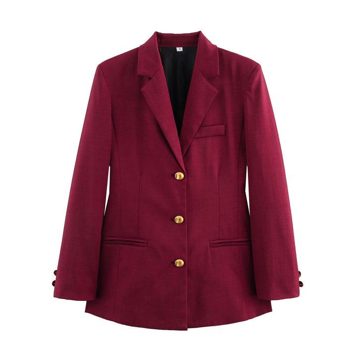 Plaid blazer for women with gold buttons and practical pockets Lune London