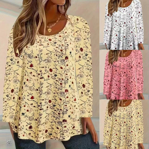 Long sleeve t-shirt for women with floral pattern and A-line cut Amarae