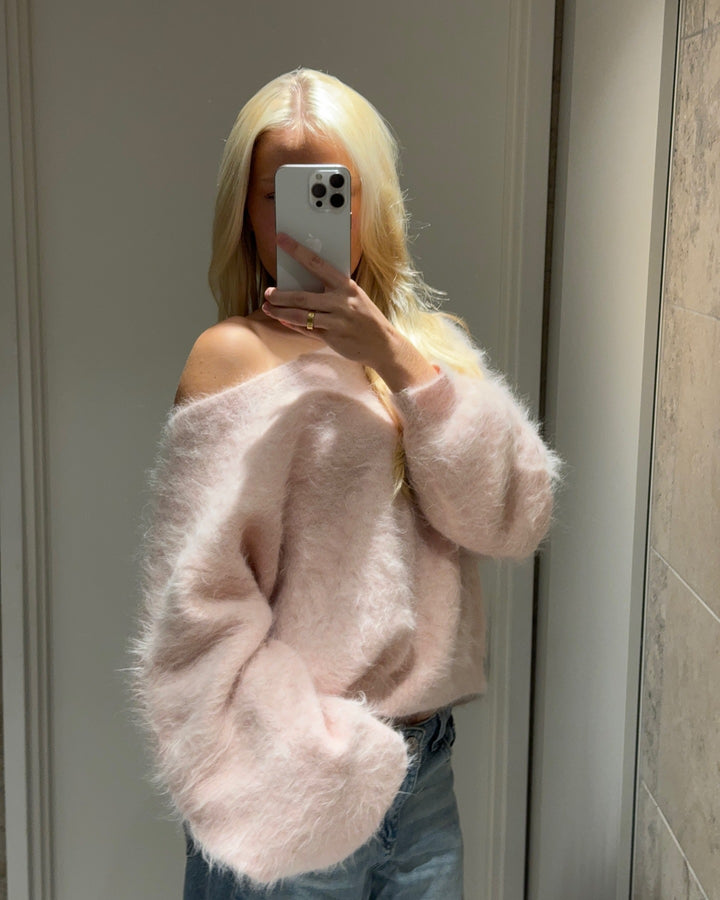Women Soft Mohair Blend Pullover with Oversized Sleeves Lune London