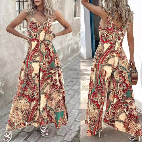 Elegant paisley silk maxi dress for women Amarae
