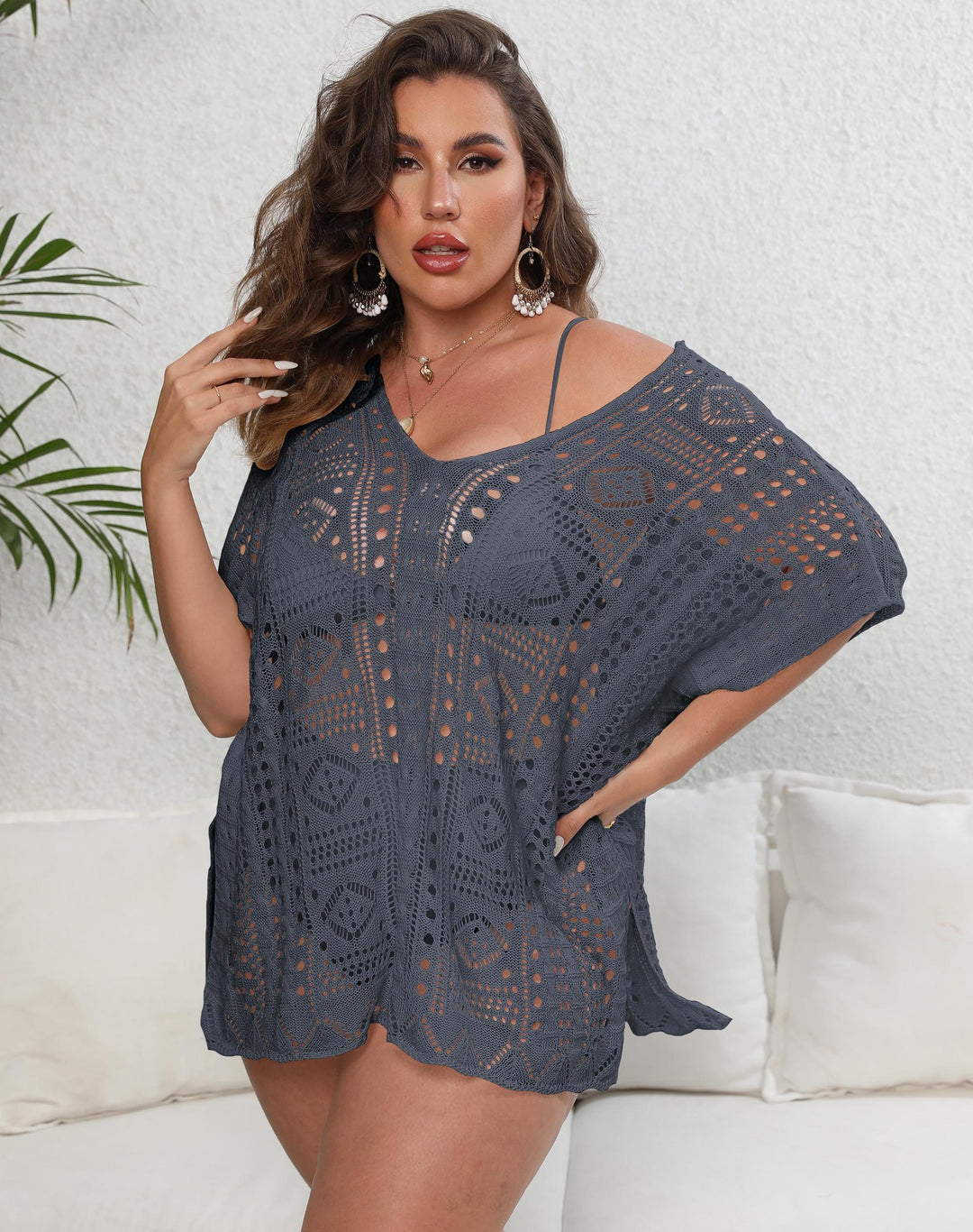 Women Lightweight Crochet Beach Cover-up Chic Tunic Style