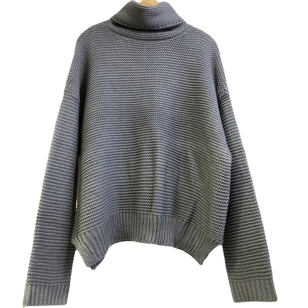 Pull en tricot épais pour femmes avec col roulé haut et structure de point extravagante Chic & Stil