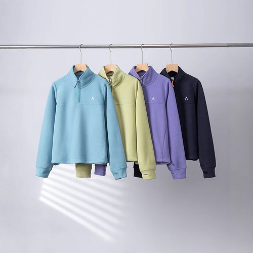 Pull en polaire pour femmes avec demi-fermeture éclair et poignets élastiques Chic & Stil