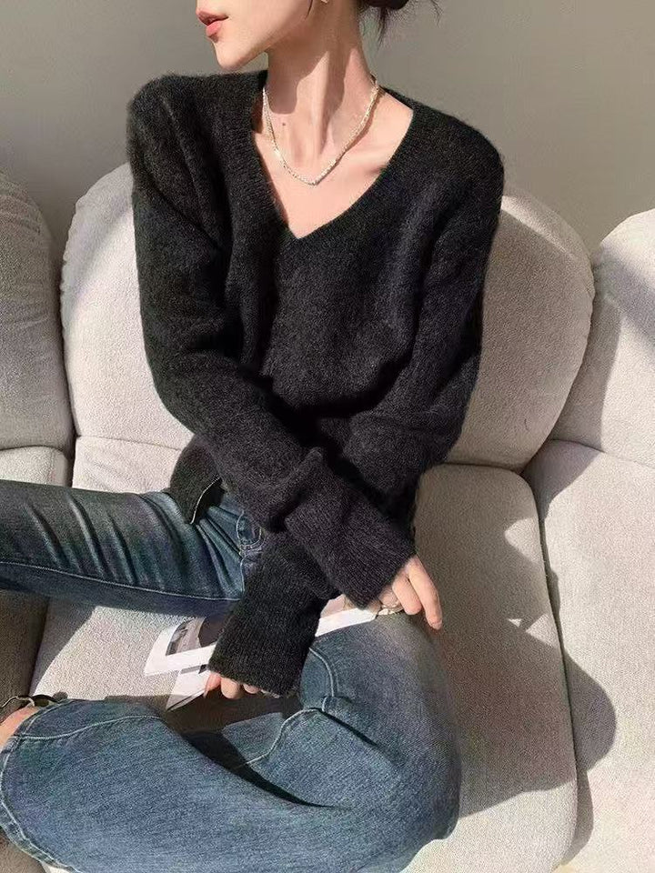 Cardigan en tricot à la mode pour femmes avec col en V et zips pratiques Chic & Stil