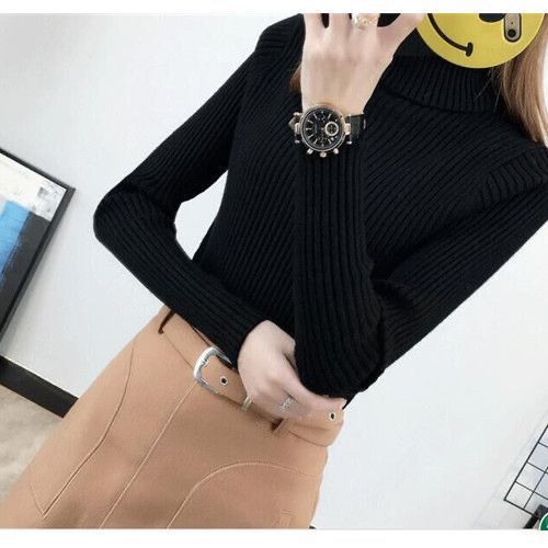 Pull femme en laine de haute qualité avec col roulé et texture côtelée Chic & Stil