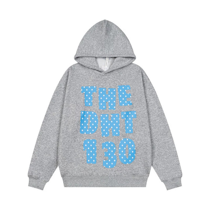 Unisex Oversize Hoodie with Statement Print and Polka Dot Application Amarae
