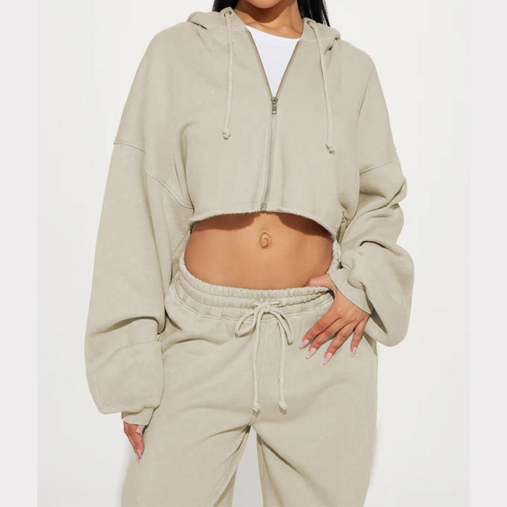 Lune London women's cropped fleece hoodie set and wide pants