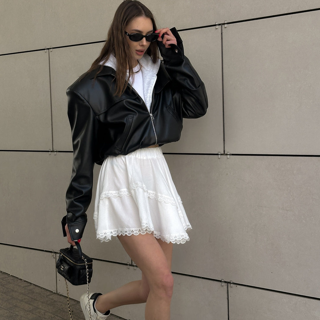 Amarae cropped leather jacket for women