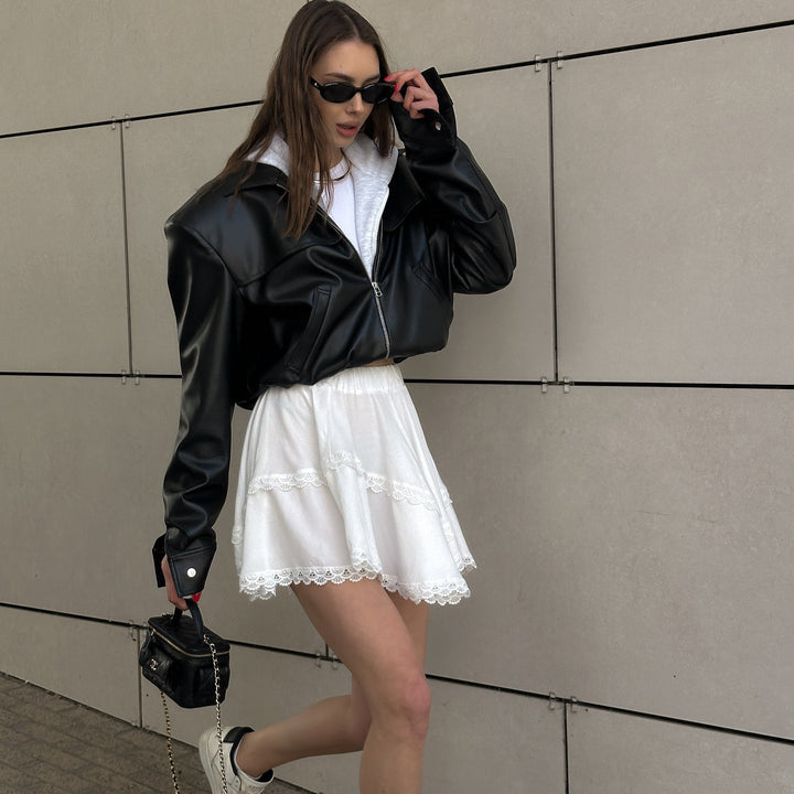 Amarae cropped leather jacket for women