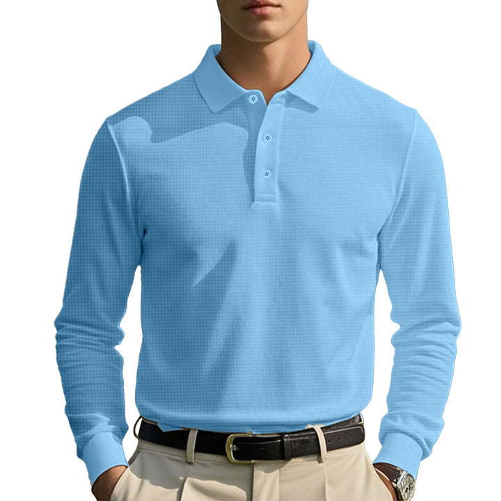 Men's long sleeve polo shirt with classic collar Lune London