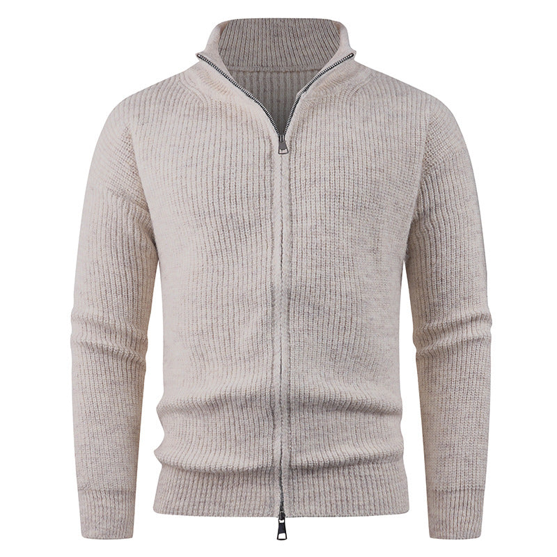 Knitted pullover for men with modern zipper and textured fabric Lune London