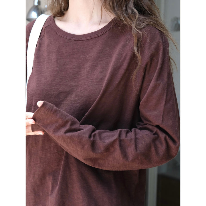 Women's Lightweight Oversize Sweatshirt made of Cotton Blend with Raglan Sleeves and Ribbed Crew Neck Amarae