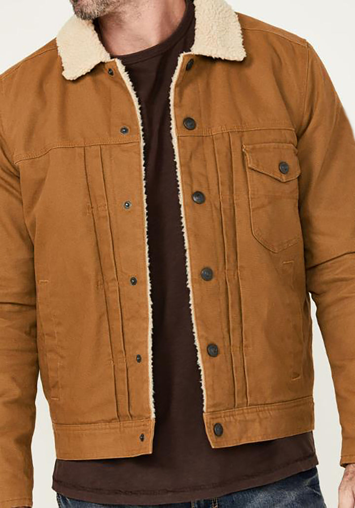 Men's denim jacket, lined, with teddy collar and practical pockets Lune London