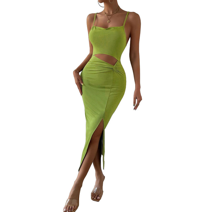 Robe maxi découpée pour femme avec décolleté en V élégant et fente haute Chic & Stil