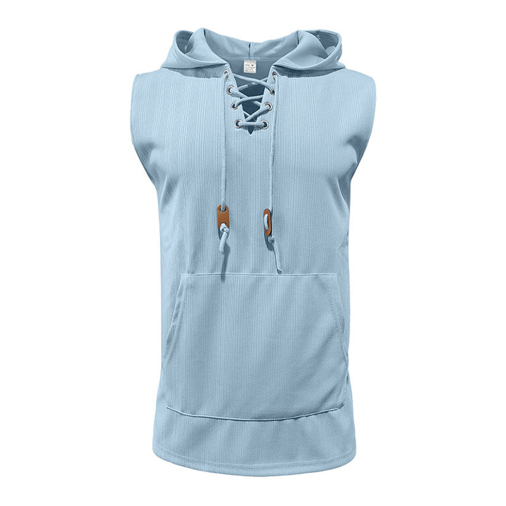 Men's sleeveless sports tank top with hood and laces Lune London