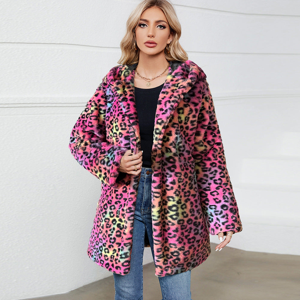 Ladies futuristic leopard fur jacket Lune London