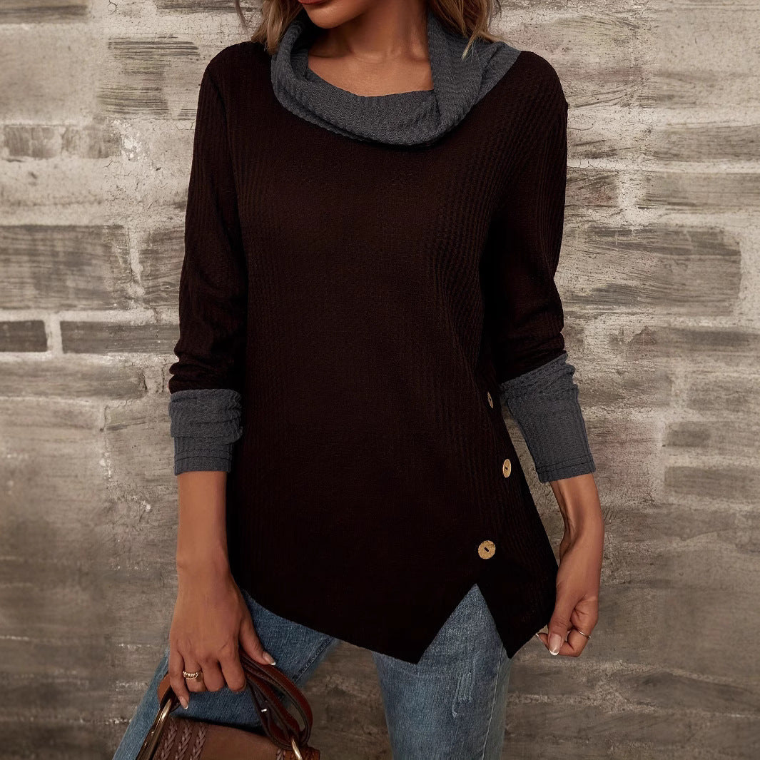 Woman Trendy top with asymmetrical hem and chic collar Lune London
