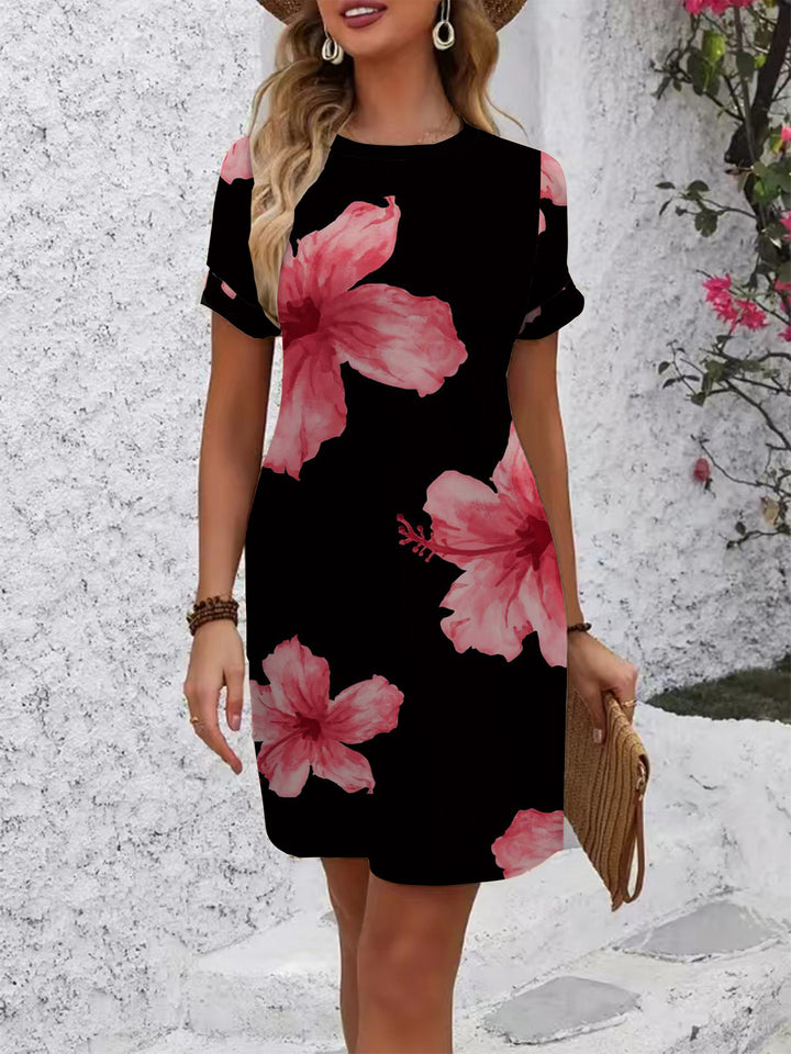 Women's casual short-sleeve dress with modern houndstooth pattern and comfortable fit Lune London