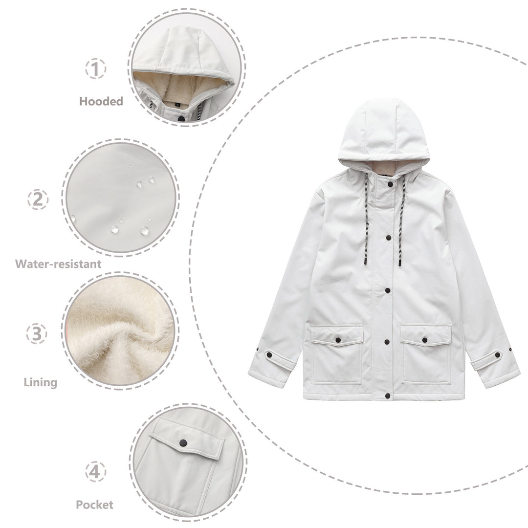Women outdoor water-repellent jacket with adjustable hood Lune London