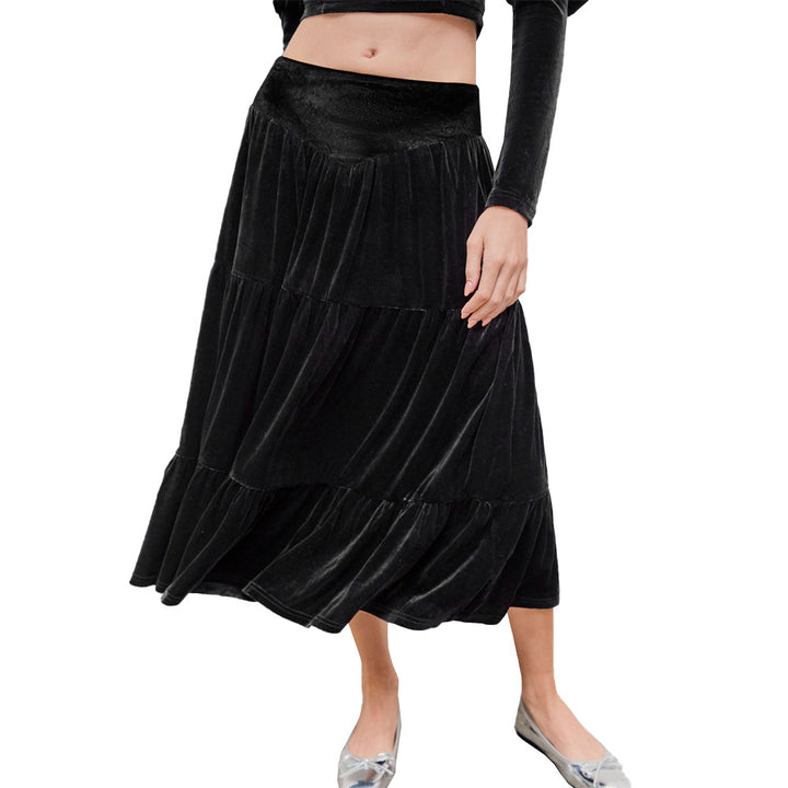 Ensemble élégant pour femmes composé d'une chemise à volants et d'une maxi jupe fluide Chic & Stil