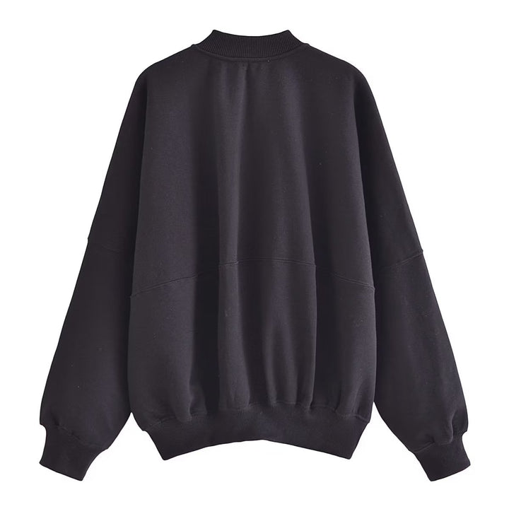 Casual sweatshirt jacket for women with a high collar and practical pockets Lune London